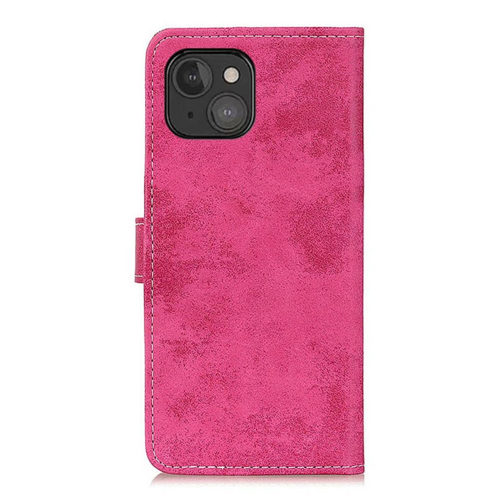 Folio-hoesje voor iPhone 13 Mini Vintage Leereffect