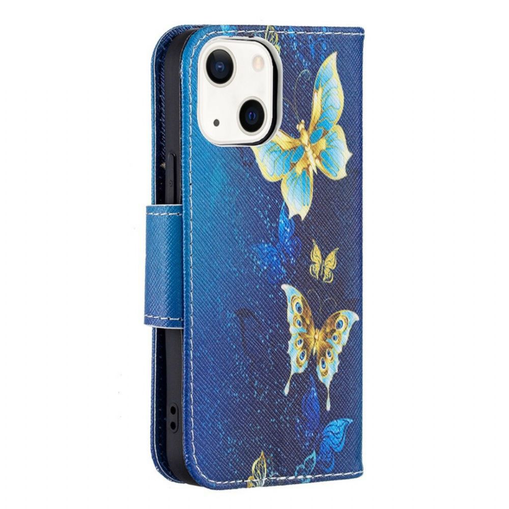 Folio-hoesje voor iPhone 13 Mini Vlinders Koningen