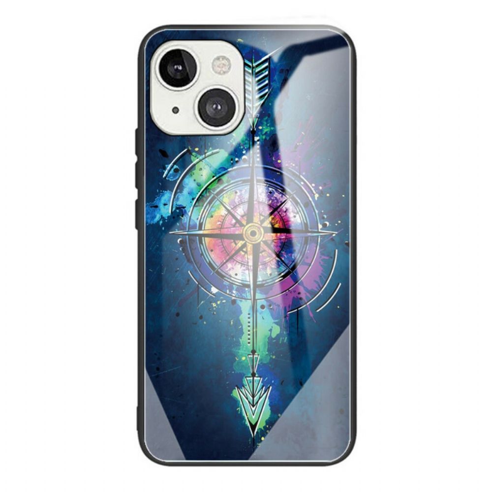 Hoesje voor iPhone 13 Mini Gehard Glas Kompasroos