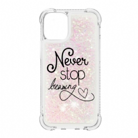 Hoesje voor iPhone 13 Mini Stop Nooit Met Dromen Van Pailletten