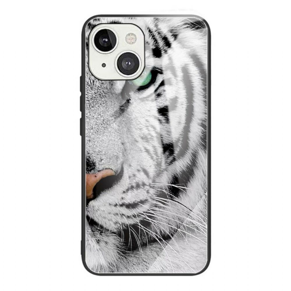 Hoesje voor iPhone 13 Mini Tijger Gehard Glas