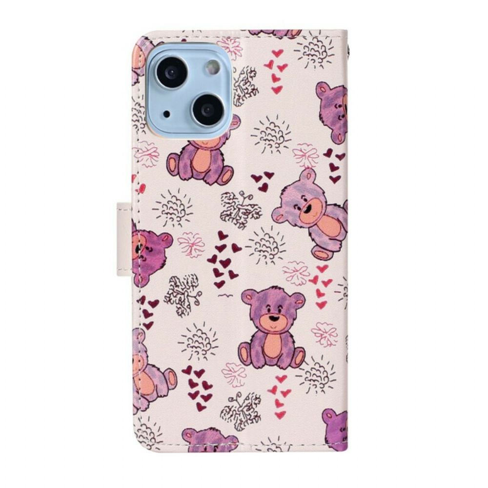 Leren Hoesje voor iPhone 13 Mini Alle Beren