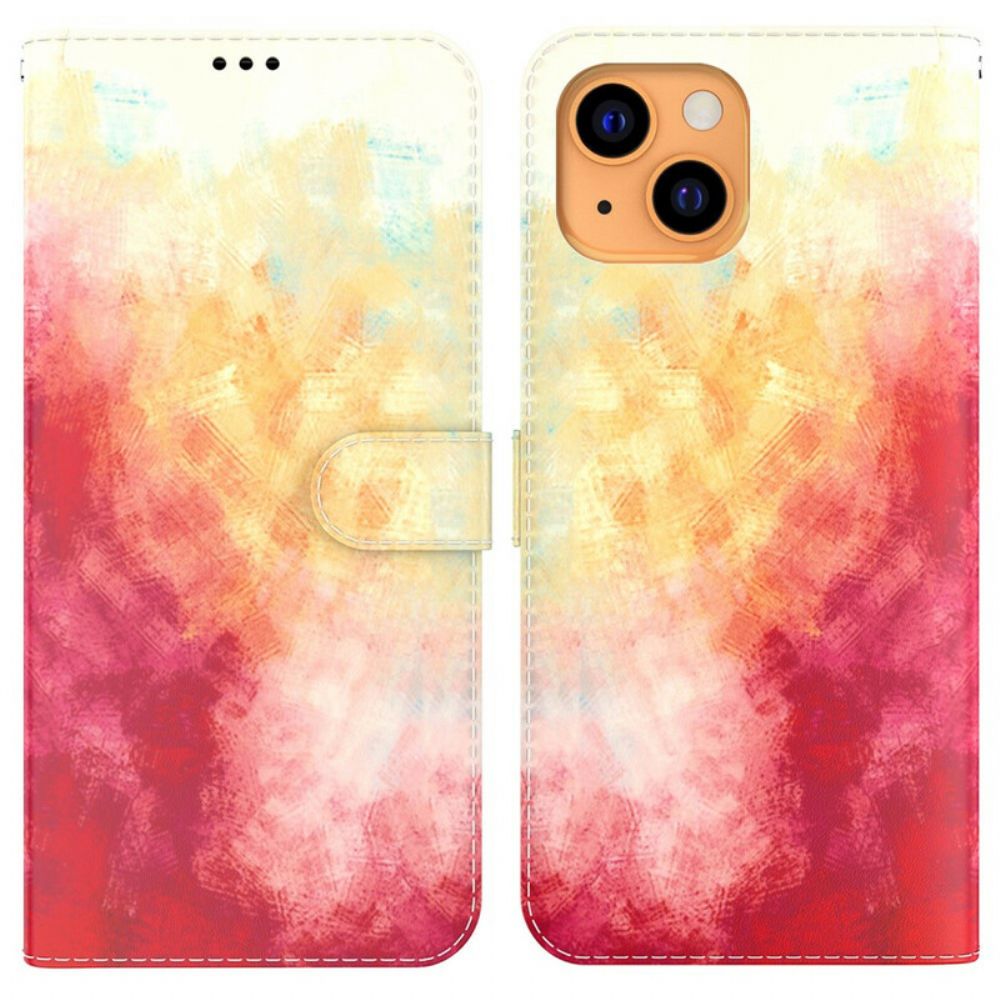 Leren Hoesje voor iPhone 13 Mini Aquarel