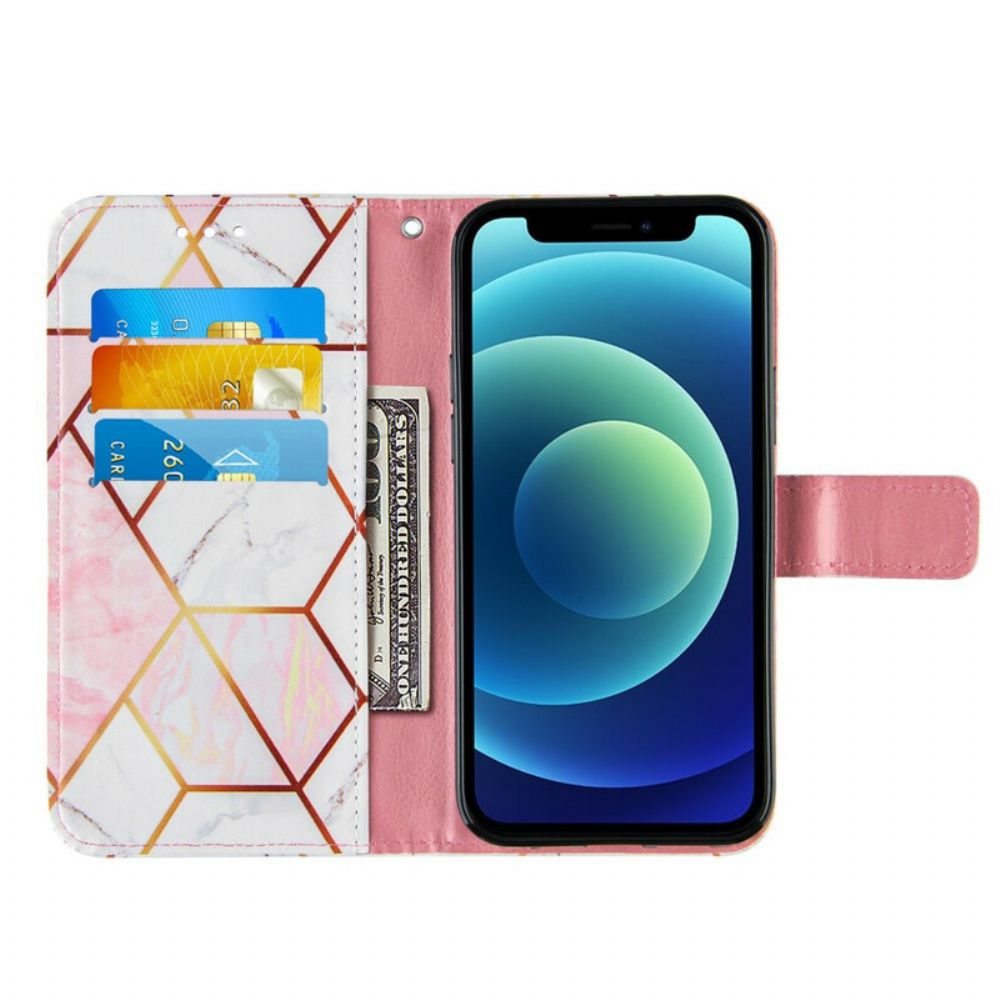 Leren Hoesje voor iPhone 13 Mini Geometrisch Marmer