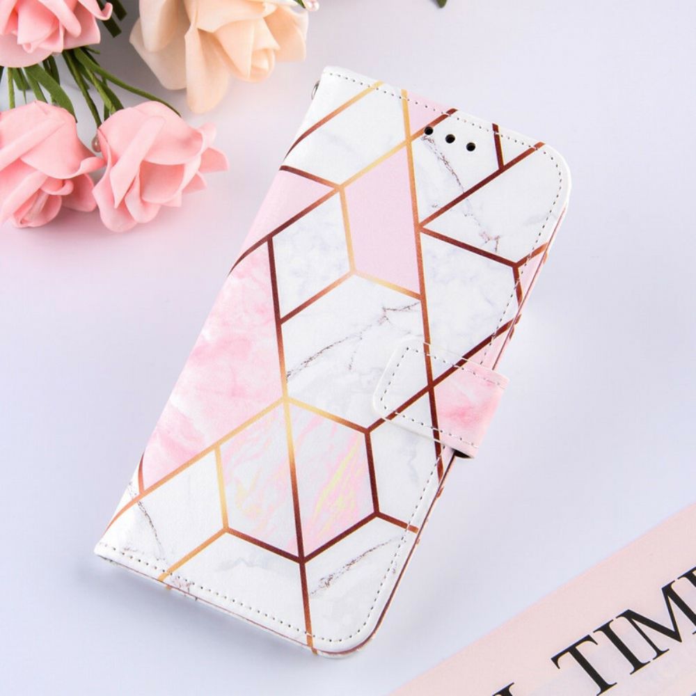 Leren Hoesje voor iPhone 13 Mini Geometrisch Marmer