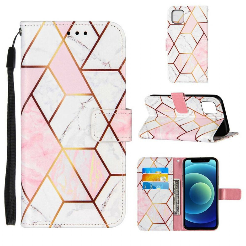 Leren Hoesje voor iPhone 13 Mini Geometrisch Marmer