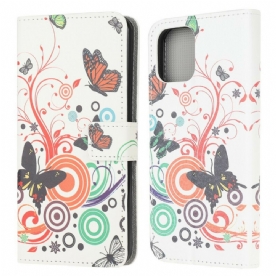 Leren Hoesje voor iPhone 13 Mini Krankzinnige Vlinders