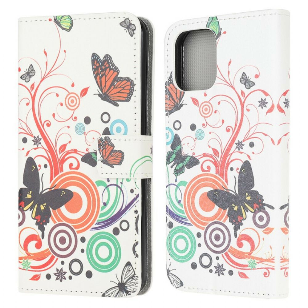 Leren Hoesje voor iPhone 13 Mini Krankzinnige Vlinders