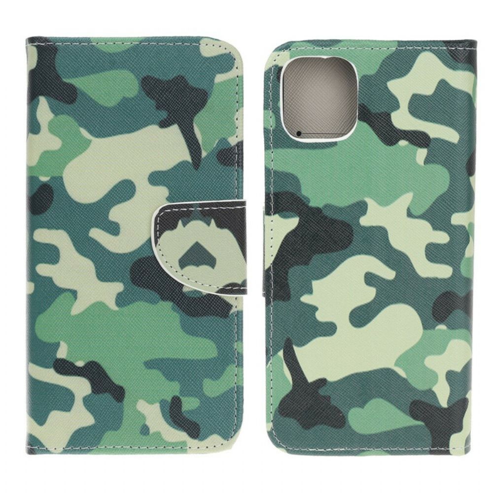 Leren Hoesje voor iPhone 13 Mini Militaire Camouflage