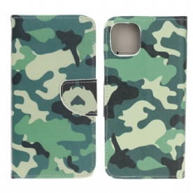 Leren Hoesje voor iPhone 13 Mini Militaire Camouflage