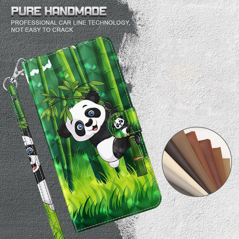 Leren Hoesje voor iPhone 13 Mini Panda En Bamboe