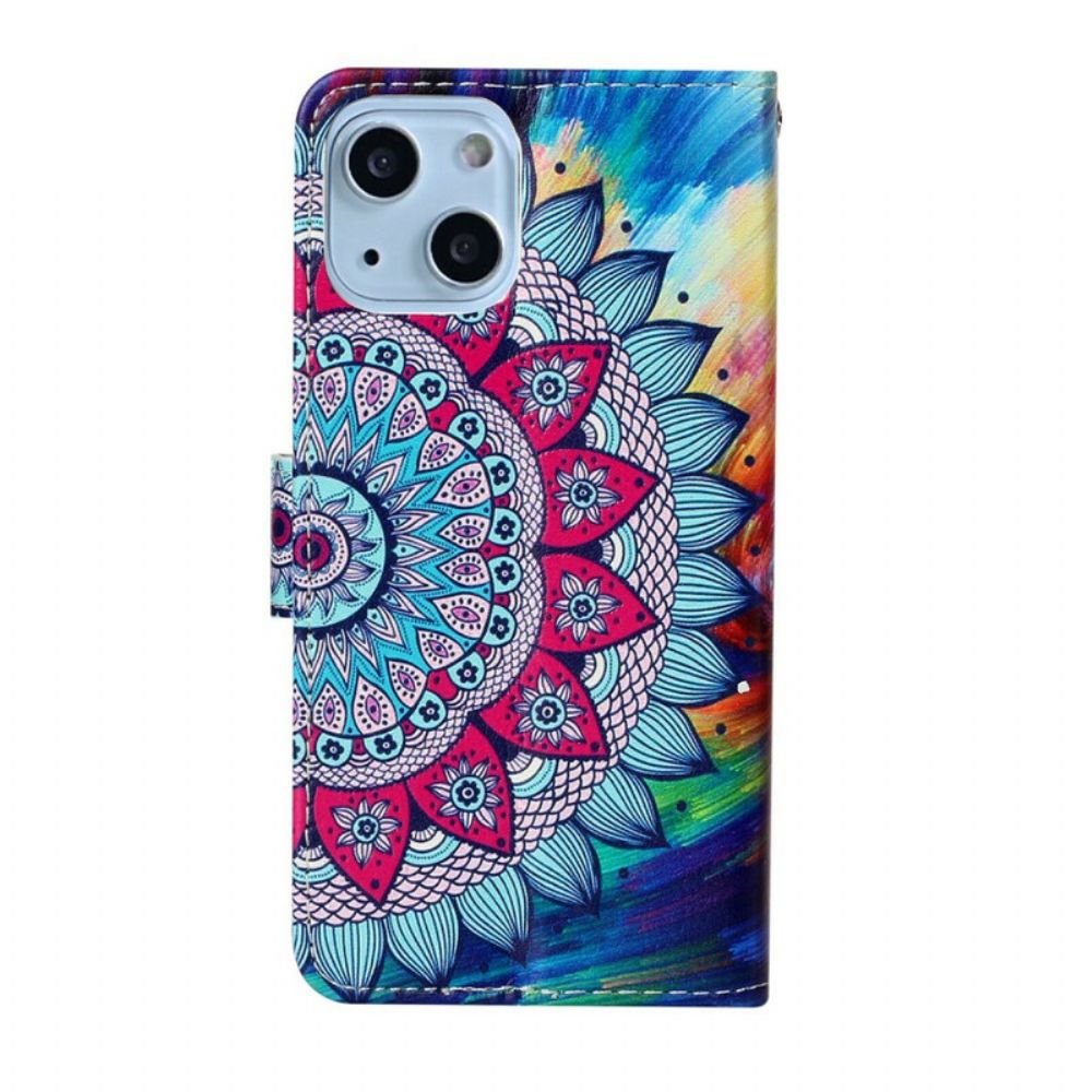 Leren Hoesje voor iPhone 13 Mini Ultra Kleurrijke Mandala