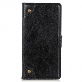 Leren Hoesje voor iPhone 13 Mini Vintage Klinknagels Nappaleer Stijl