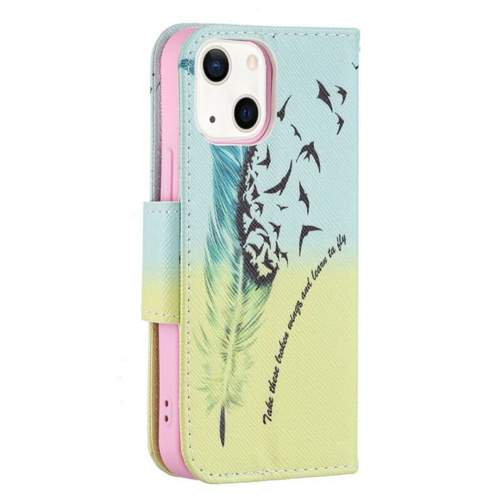 Leren Hoesje voor iPhone 13 Mini Leren Vliegen