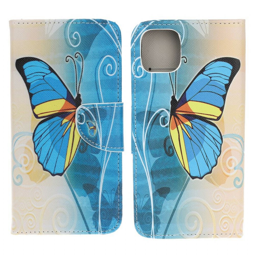 Leren Hoesje voor iPhone 13 Mini Vlinders