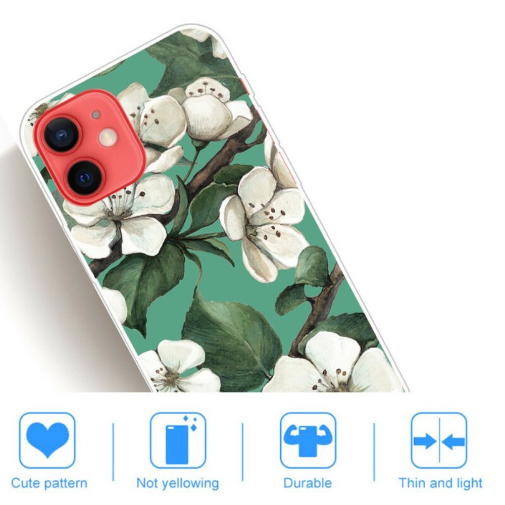 Telefoonhoesje voor iPhone 13 Mini Witte Bloemen Geschilderd