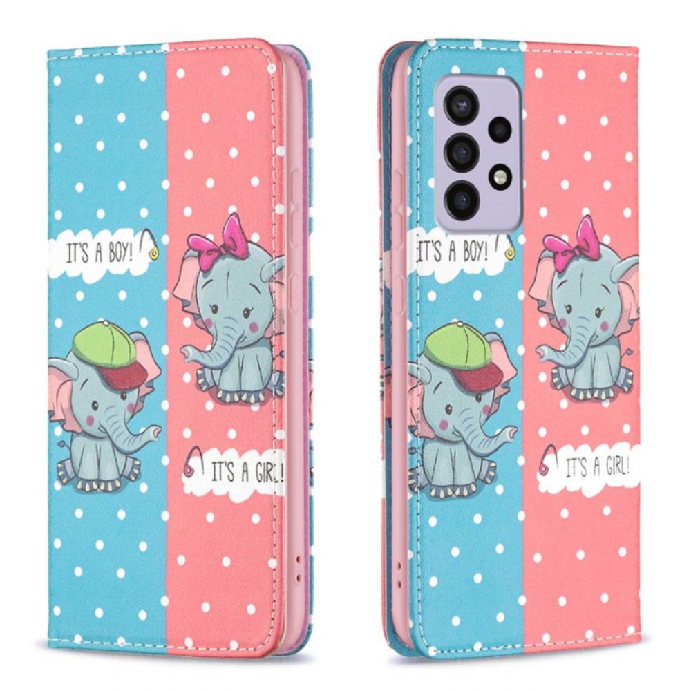 Bescherming Hoesje voor Samsung Galaxy A33 5G Folio-hoesje Babyolifanten