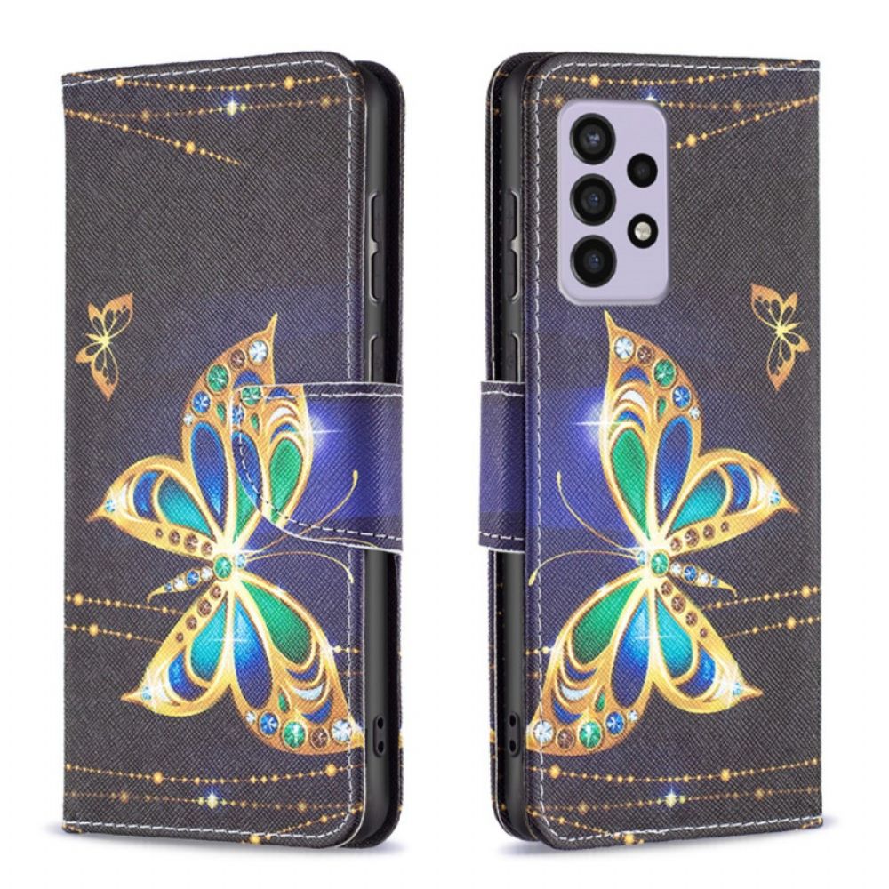 Flip Case voor Samsung Galaxy A33 5G Gouden Vlinders