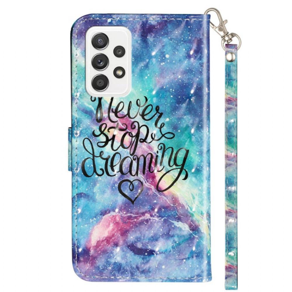 Flip Case voor Samsung Galaxy A33 5G Stop Nooit Met Lanyard