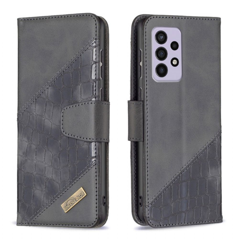 Folio-hoesje voor Samsung Galaxy A33 5G Binfen Kleur Krokodillenleer Stijl