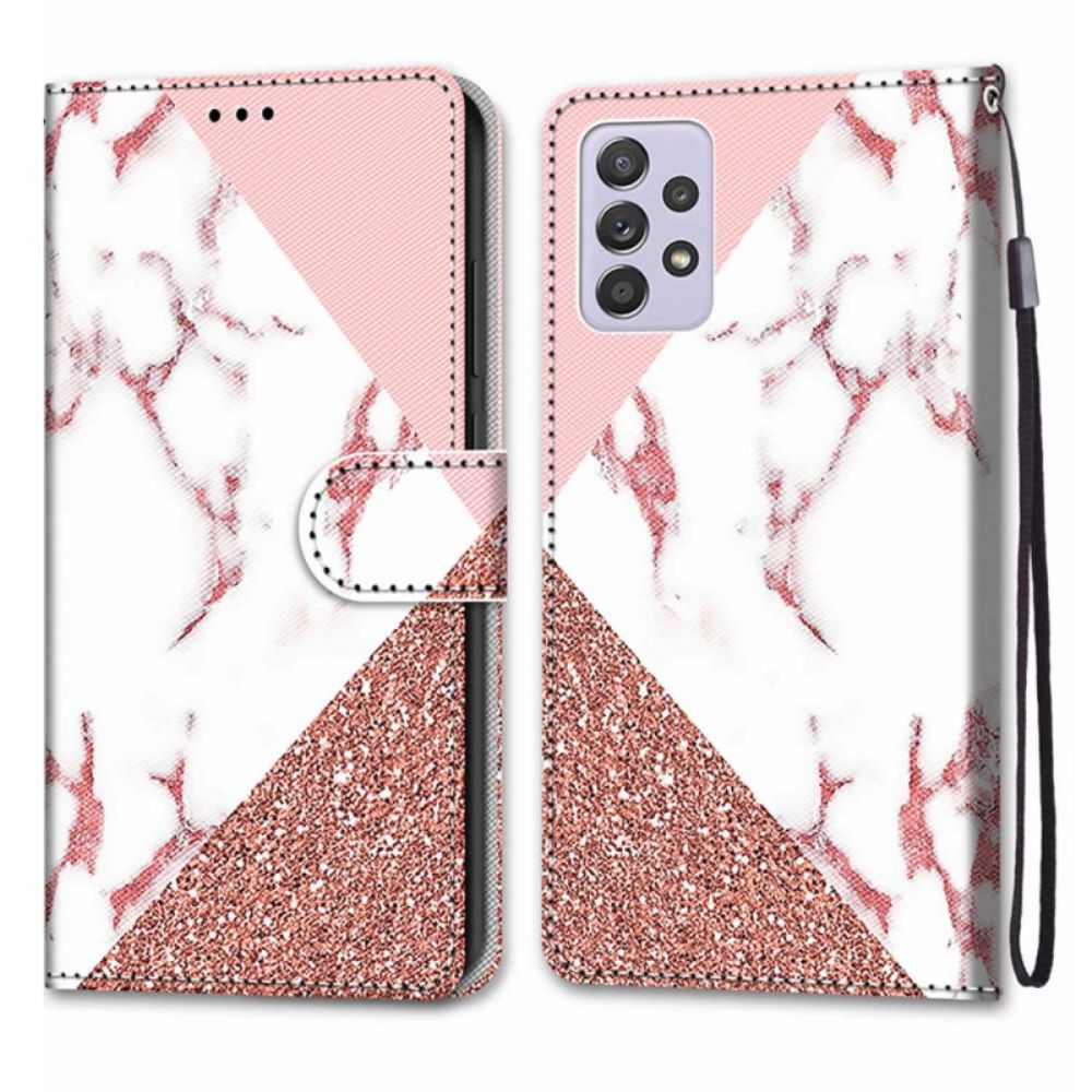 Folio-hoesje voor Samsung Galaxy A33 5G Marmer En Glitter Driehoek