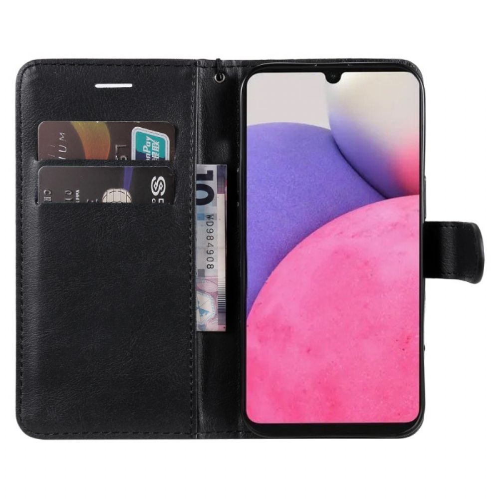 Folio-hoesje voor Samsung Galaxy A33 5G Met Ketting Effen Leerstijl Met Bandjes