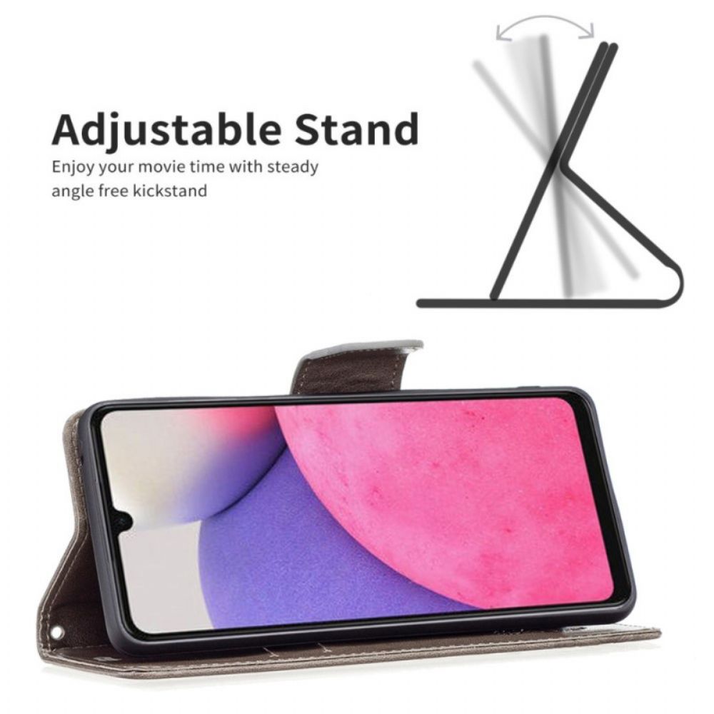 Folio-hoesje voor Samsung Galaxy A33 5G Met Ketting Thong Vlinders