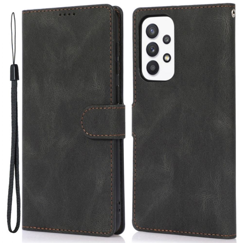 Folio-hoesje voor Samsung Galaxy A33 5G Met Ketting Vintage Lederen Bandstijl