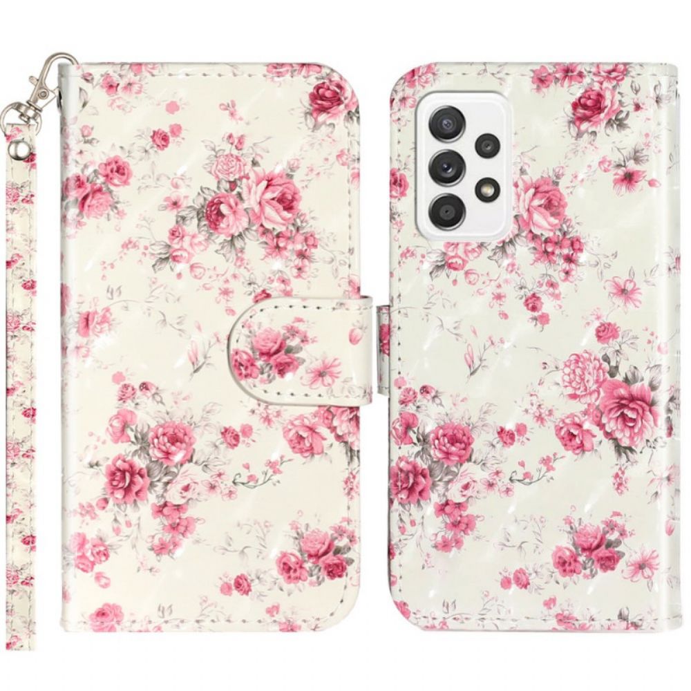 Folio-hoesje voor Samsung Galaxy A33 5G Met Ketting Vrijheidsband Bloemen