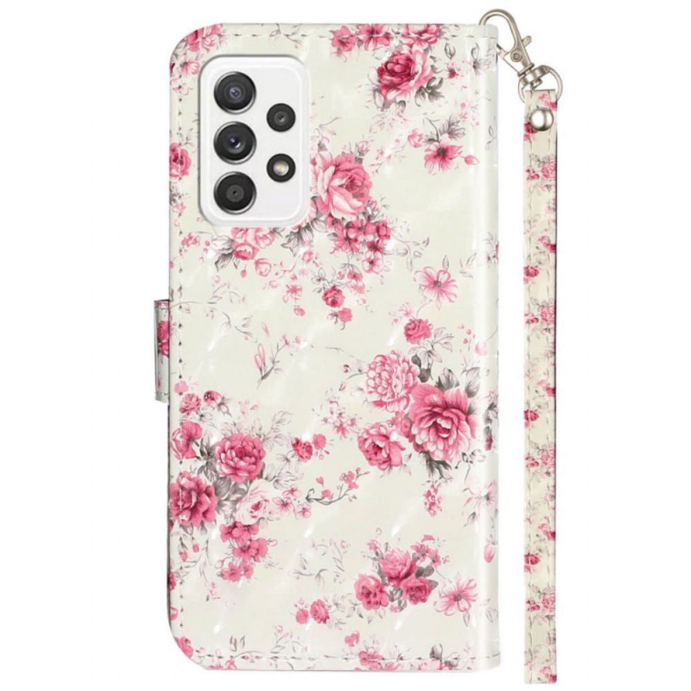 Folio-hoesje voor Samsung Galaxy A33 5G Met Ketting Vrijheidsband Bloemen