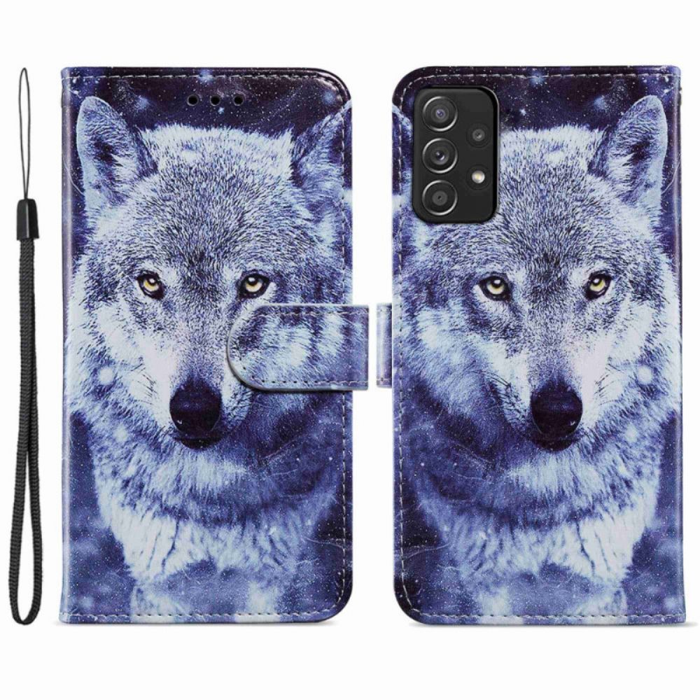 Folio-hoesje voor Samsung Galaxy A33 5G Mooie Wolf Met Koord