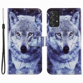 Folio-hoesje voor Samsung Galaxy A33 5G Mooie Wolf Met Koord