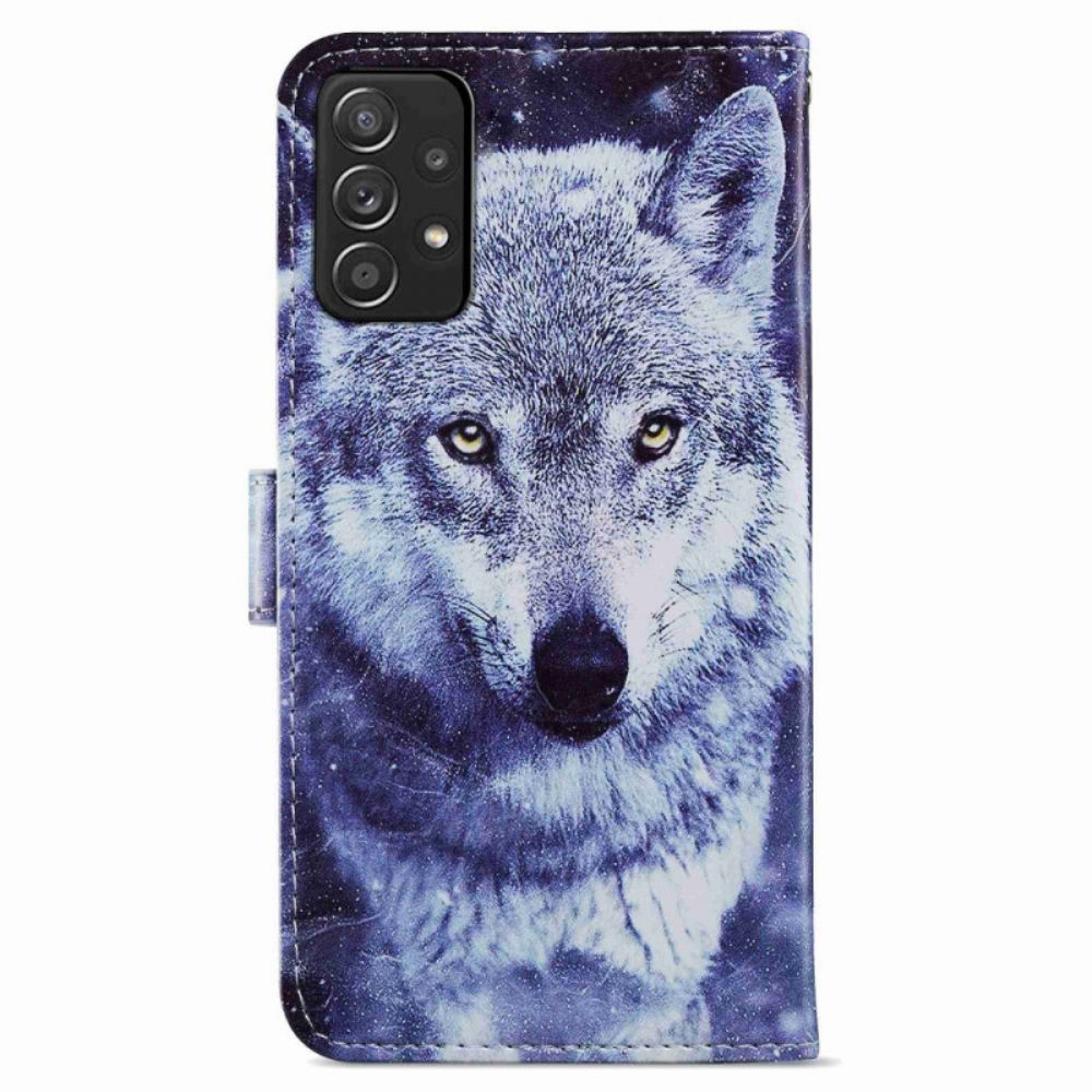 Folio-hoesje voor Samsung Galaxy A33 5G Mooie Wolf Met Koord