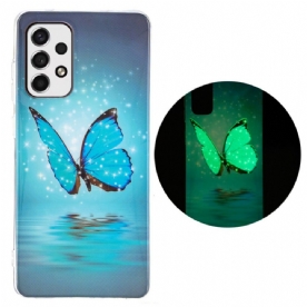 Hoesje voor Samsung Galaxy A33 5G Fluorescerende Blauwe Vlinder