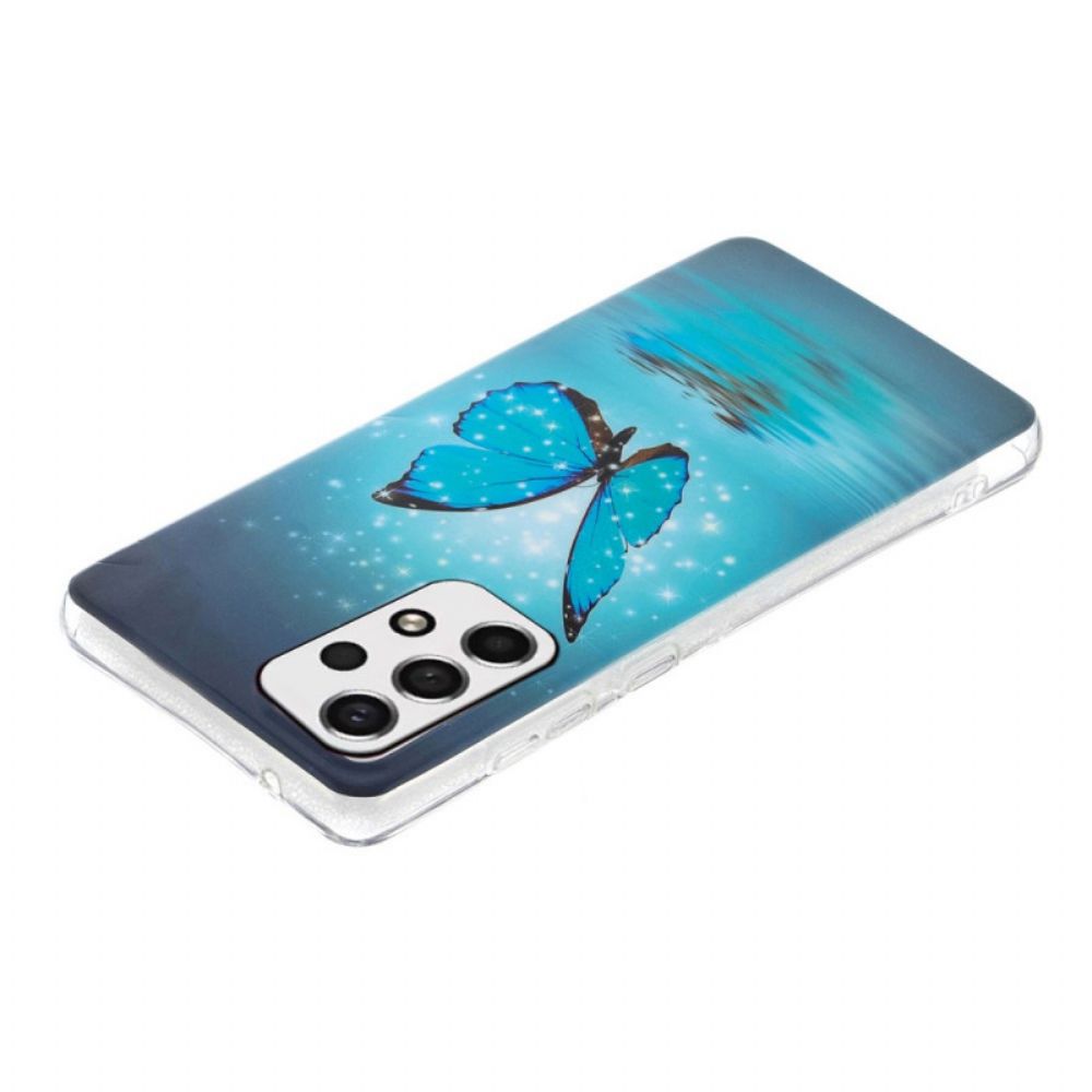 Hoesje voor Samsung Galaxy A33 5G Fluorescerende Blauwe Vlinder