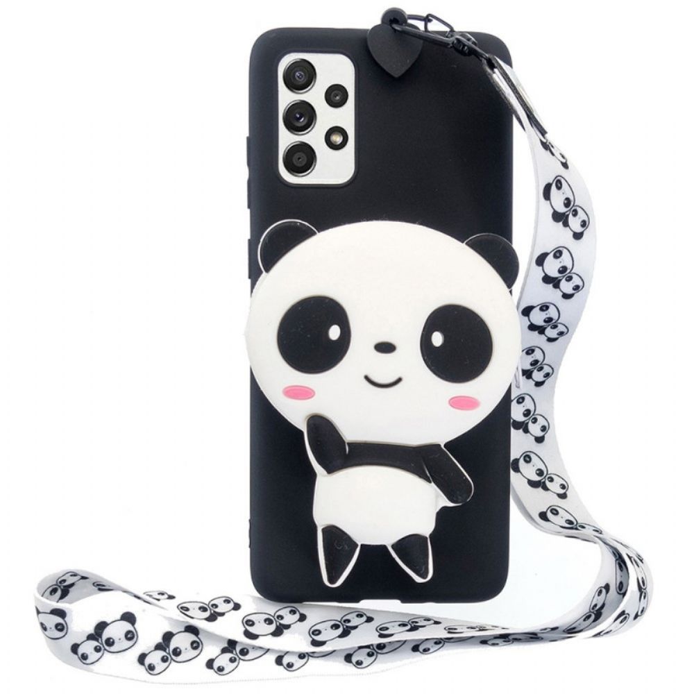 Telefoonhoesje voor Samsung Galaxy A33 5G 3d Panda Met Karabijnkoord