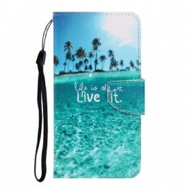 Flip Case voor Samsung Galaxy S20 Ultra Met Ketting Leef Het Met Bandjes