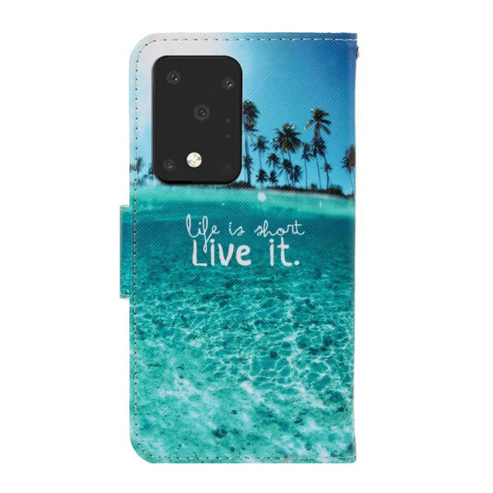 Flip Case voor Samsung Galaxy S20 Ultra Met Ketting Leef Het Met Bandjes