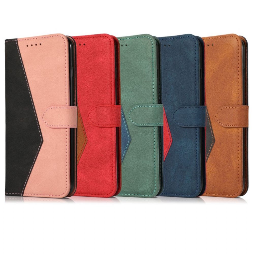 Flip Case voor Samsung Galaxy S20 Ultra Tweekleurige Kunstleer Driehoek