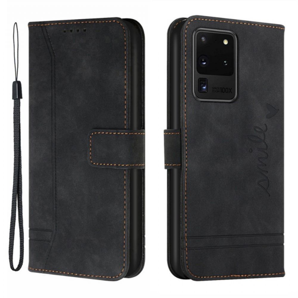 Folio-hoesje voor Samsung Galaxy S20 Ultra Glimlach Met Lanyard