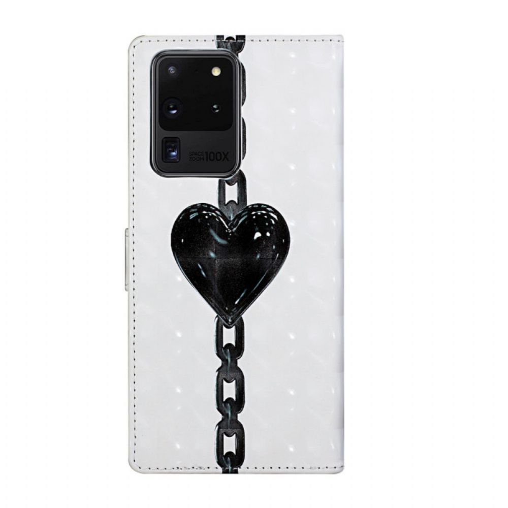 Folio-hoesje voor Samsung Galaxy S20 Ultra Met Ketting Geketende Verstelbare Hartband