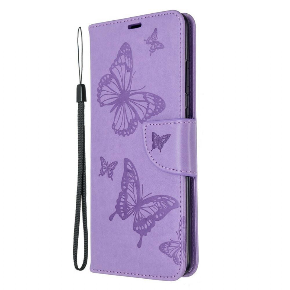 Folio-hoesje voor Samsung Galaxy S20 Ultra Vlinders Tijdens De Vlucht Met Lanyard