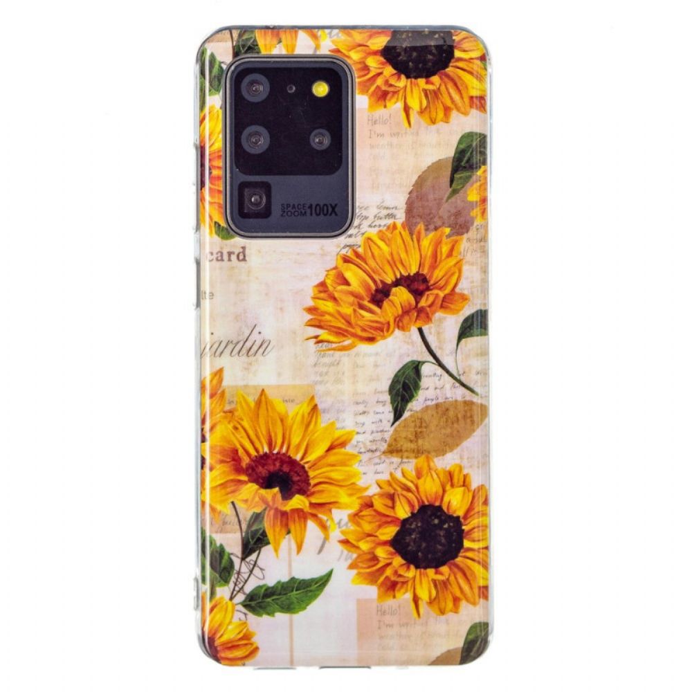 Hoesje voor Samsung Galaxy S20 Ultra Fluorescerende Zonnebloemen