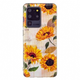 Hoesje voor Samsung Galaxy S20 Ultra Fluorescerende Zonnebloemen