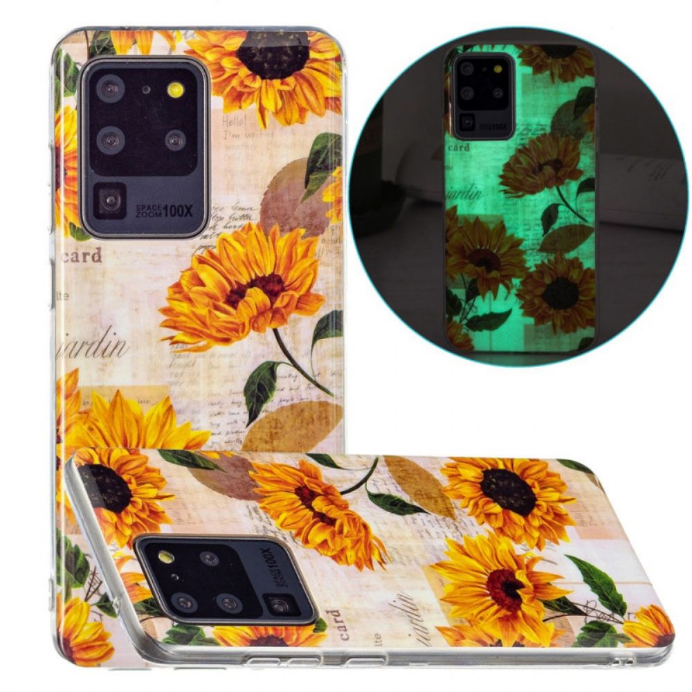 Hoesje voor Samsung Galaxy S20 Ultra Fluorescerende Zonnebloemen