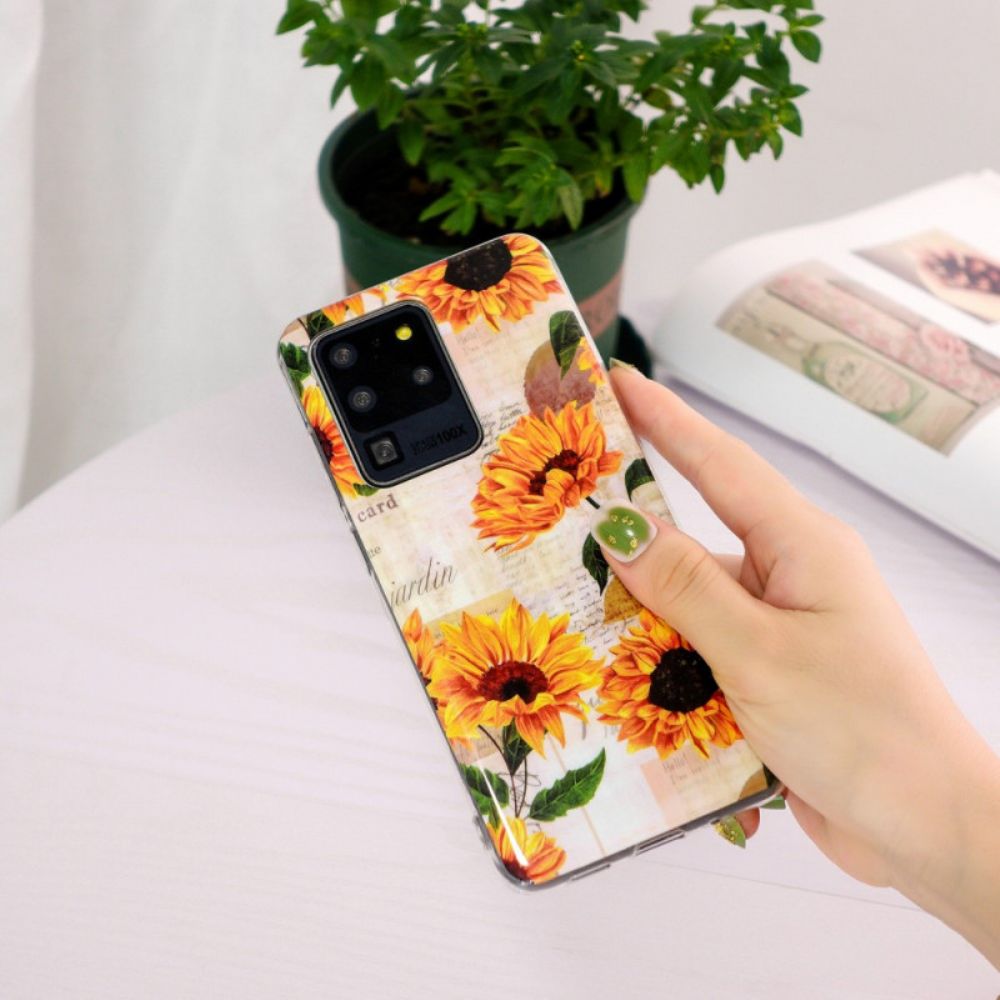 Hoesje voor Samsung Galaxy S20 Ultra Fluorescerende Zonnebloemen