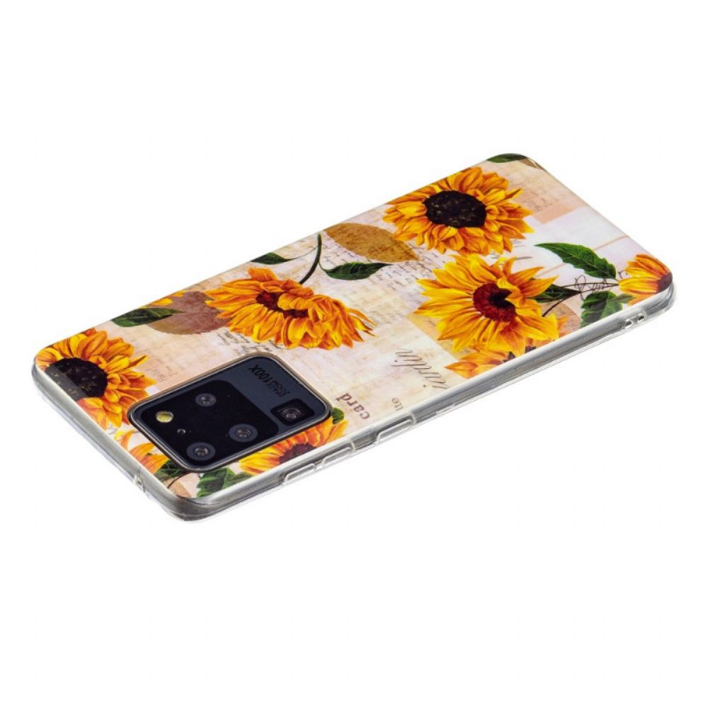 Hoesje voor Samsung Galaxy S20 Ultra Fluorescerende Zonnebloemen