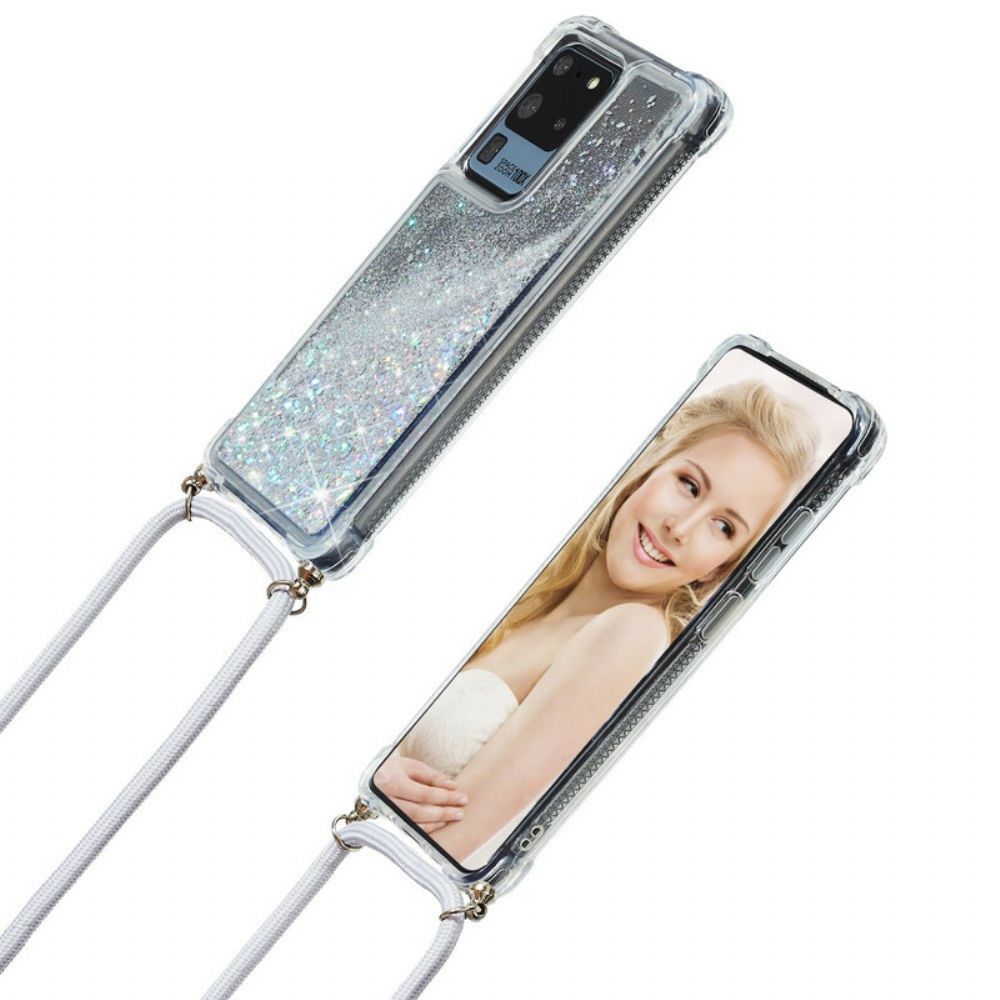 Hoesje voor Samsung Galaxy S20 Ultra Pailletten Met Koord