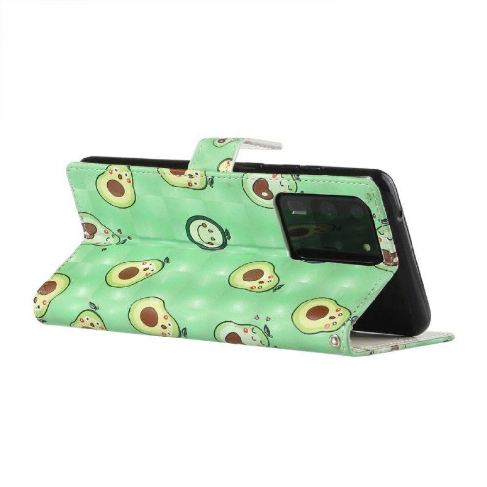 Leren Hoesje voor Samsung Galaxy S20 Ultra Met Ketting Avocado Verstelbare Riem