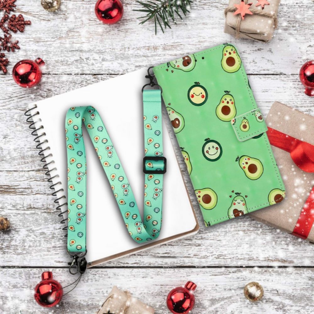 Leren Hoesje voor Samsung Galaxy S20 Ultra Met Ketting Avocado Verstelbare Riem